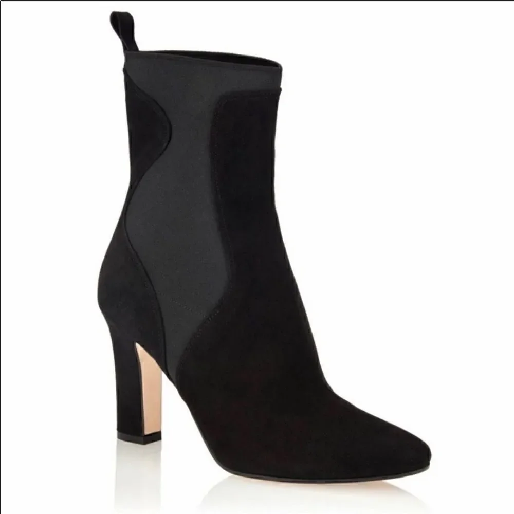 New Tamara Mellon Brim 90 Suede Stretch Booties Heels Women’s 7.5
